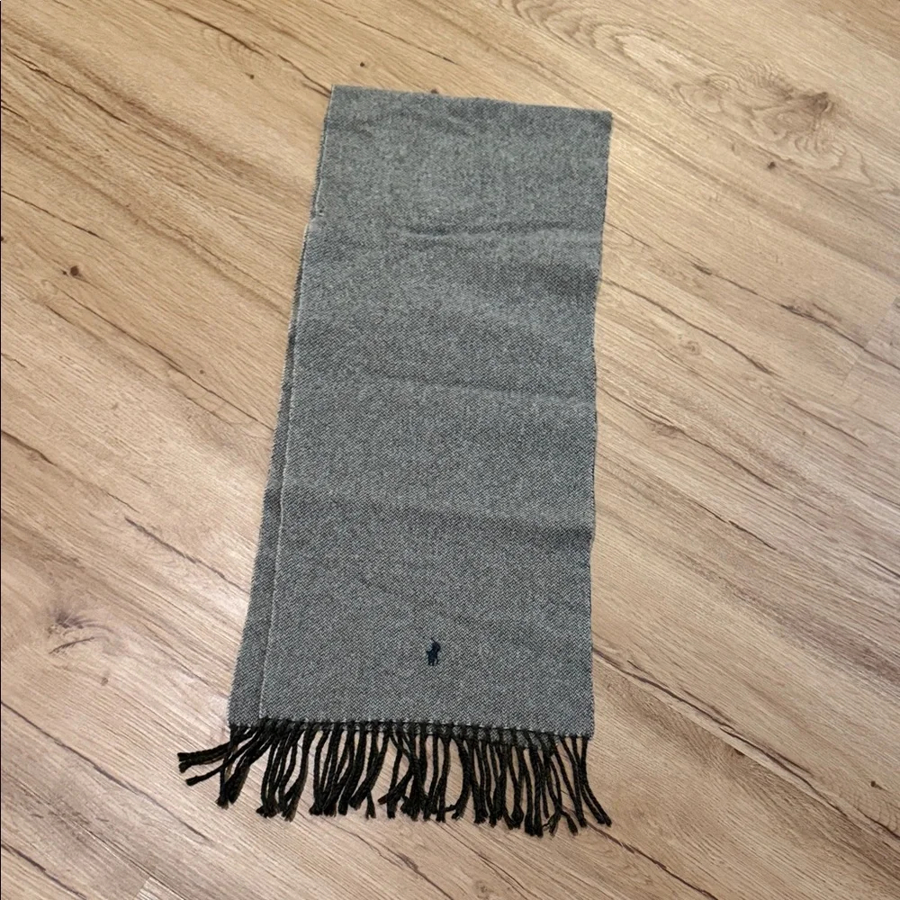Polo by Ralph Lauren Charcoal Scarf with Black Fringe